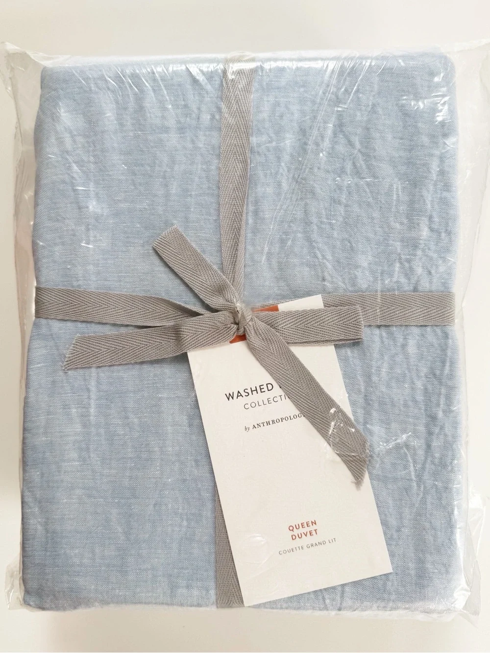 Anthropologie 100% Portuguese European Linen Duvet Cover​ in Blue | QUEEN NWT